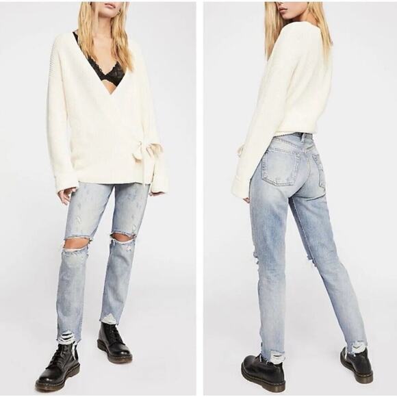 Boyish Denim - New BOYISH Billy High Waist Distressed Jeans Some Like it Hot Size 25 Button Fly